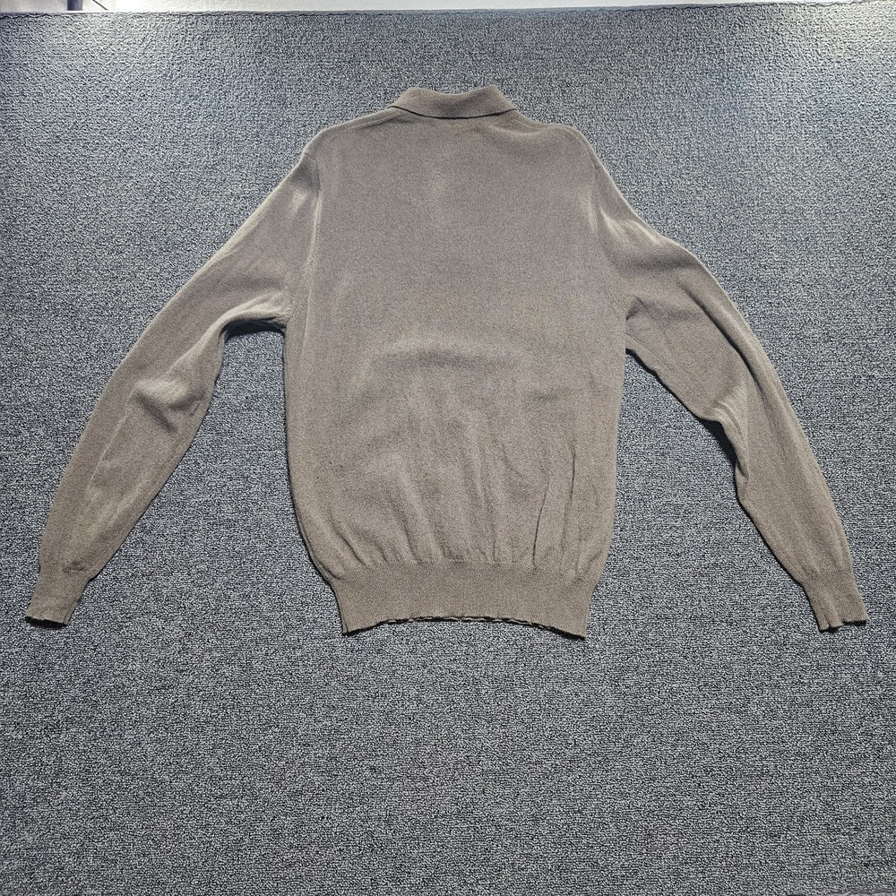Raffi Cashmere Brown Buttoned Collared Polo Sweater Men's M 50 Luxury, Regency - Picture 3 of 10